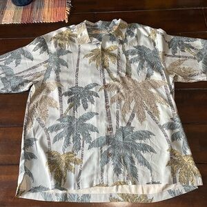 Tommy Bahama Palm Tree Print Casual Shirt - Cream, Green, Brown